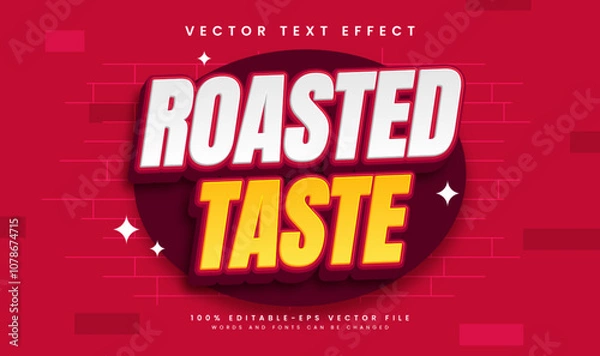 Fototapeta Roasted taste editable vector text effect with red hot color, suitable for food menu needs.