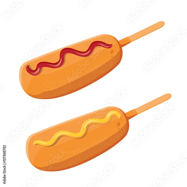 Fototapeta illustration. corn dog on white backgrounds