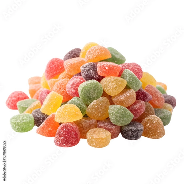 Fototapeta Assorted Colorful Gummy Candy Pile isolated on transparent background cutout, PNG file, Cutout file