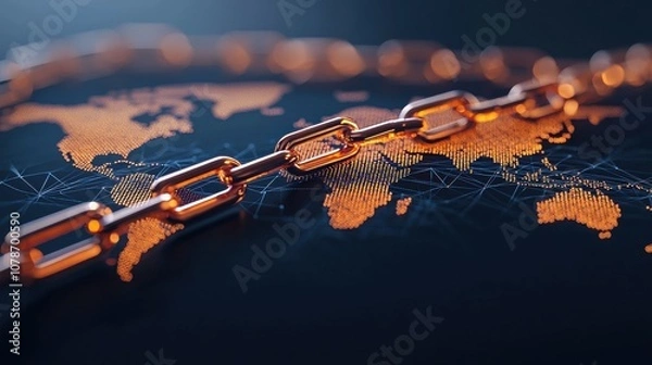 Fototapeta Disrupted global trade analyzing the impact of a broken digital chain on international relations