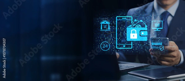 Obraz  e-wallet, online payment by digital wallet. online banking service applications, mobile banking, credit card, transfer, money transactions with fintech, e-commerce