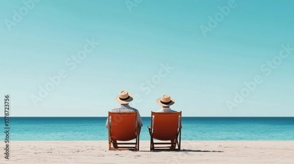 Fototapeta Discover how a senior couple enjoying the beach illustrates the benefits of thoughtful retirement planning