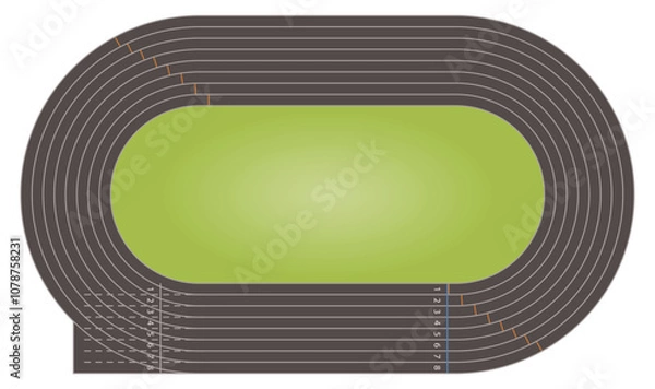 Fototapeta relay race, aerial view of a racecourse track