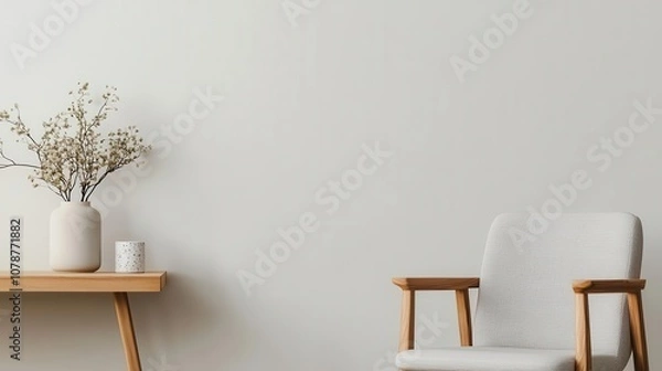 Fototapeta Office interior with a minimalist design, featuring neutral tones, sleek furniture, and natural light for a calm and focused management space
