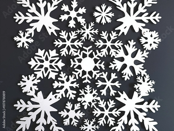 Fototapeta seamless pattern with snowflakes on black