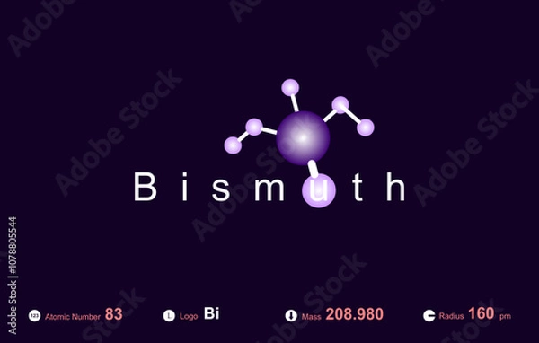 Fototapeta Modern logo design for the word "Bismuth" which belongs to atoms in the atomic periodic system.