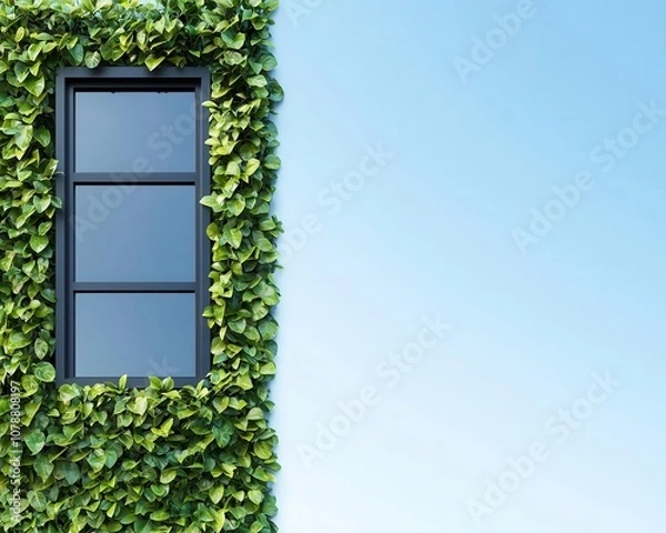 Obraz Sustainable office building, green walls, visible solar panels