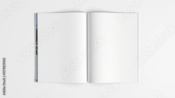 Fototapeta A realistic mockup of an open magazine with blank pages on a white background, pages, spread, advertisement