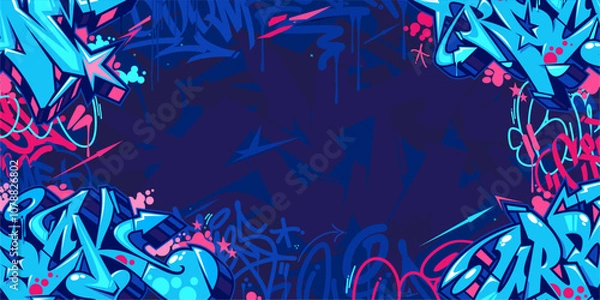 Obraz Abstract Dark Blue Urban Street Art Graffiti Style Vector Illustration Background Template