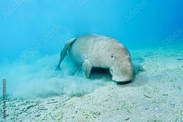 Fototapeta Dugong (sea cow) at Marsa Mubarak, Red Sea, Egypt