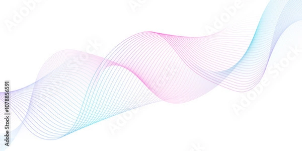 Fototapeta White wave curve lines banner background design. Abstract soft wave lines dynamic flowing purple and blue isolated background. Vector Illustration of the pink pattern of lines. stripes on white.	
