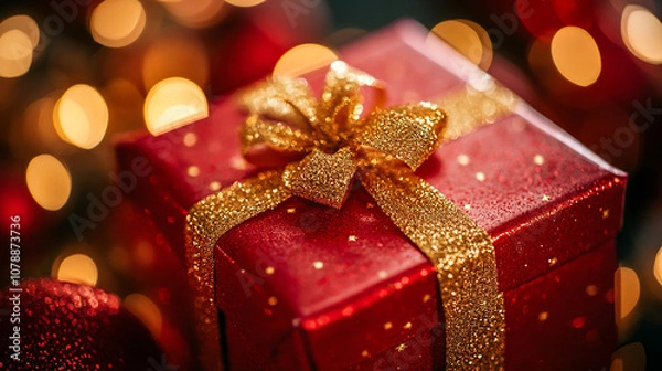 Fototapeta Red gift box background