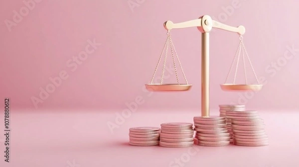 Fototapeta Liquidity Analysis with Balance Scales and Financial Icons in 3D