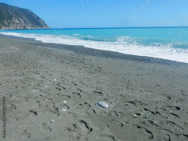 Obraz the beach in Riva Trigoso, Sestri Levante, Liguria, Italy