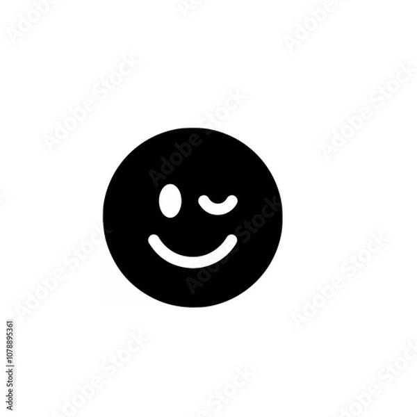 Obraz emoji wink fill black and white colour use tool elipse