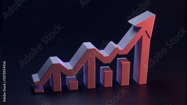 Fototapeta business graph with red arrow