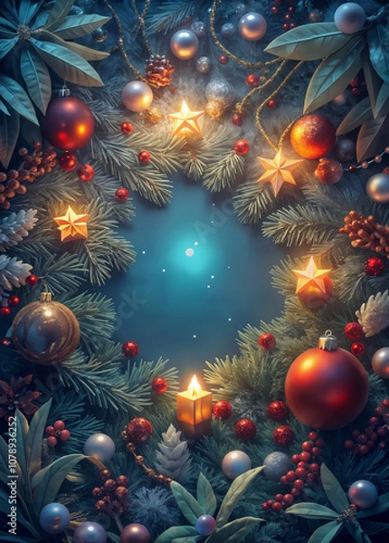 Obraz Christmas tree with decorations and festive background