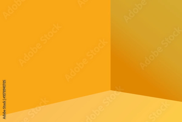 Obraz 3d yellow room corner background, Empty interior wall and floor studio, Abstract minimal background showroom for display product, vector illustration