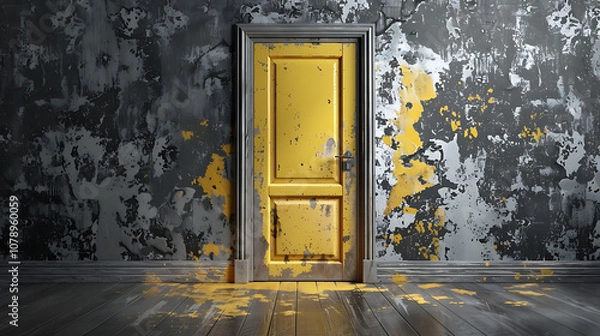 Fototapeta black and yellow door with a