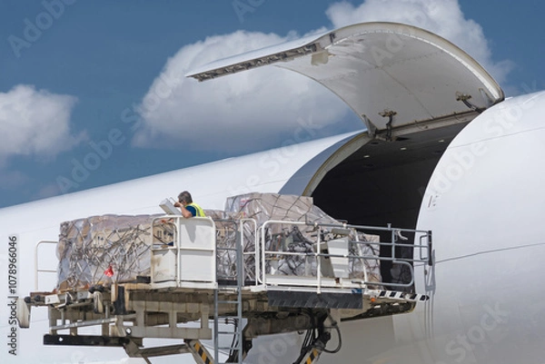 Obraz Frachtflugzeug wird beladen