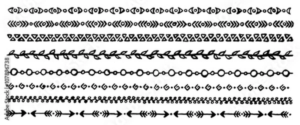 Fototapeta Black and white monochrome abstract border frame isolated