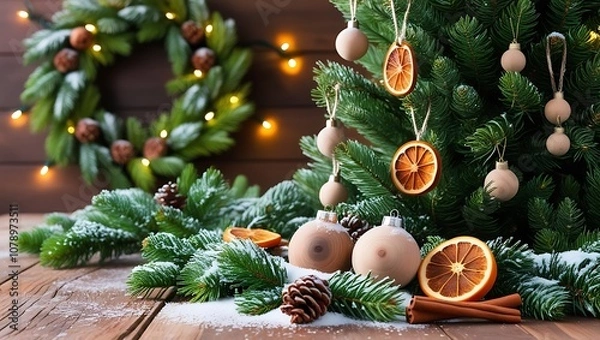 Fototapeta Capture the essence of a magical Christmas with this high-resolution image of a beautifully decorated Christmas