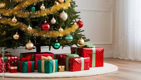 Fototapeta Capture the essence of a magical Christmas with this high-resolution image of a beautifully decorated Christmas