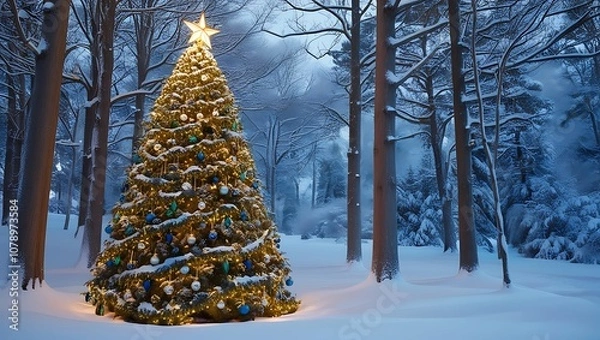 Fototapeta Capture the essence of a magical Christmas with this high-resolution image of a beautifully decorated Christmas