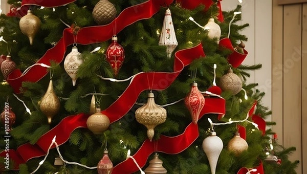 Fototapeta Capture the essence of a magical Christmas with this high-resolution image of a beautifully decorated Christmas