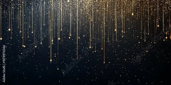 Fototapeta a close up of a gold glitter falling down a dark background