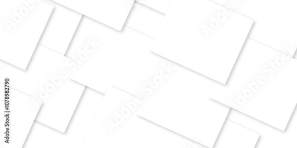 Fototapeta Modern white and gray technology concept diamond triangle geometric line background. Creative design with white boxes and 3d white rectangle business card. soft shadows as pattern, top view. squares.