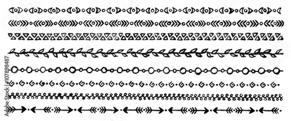 Fototapeta Black and white monochrome abstract border frame isolated