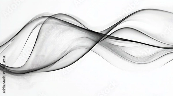 Fototapeta Abstract black wavy lines on white background.