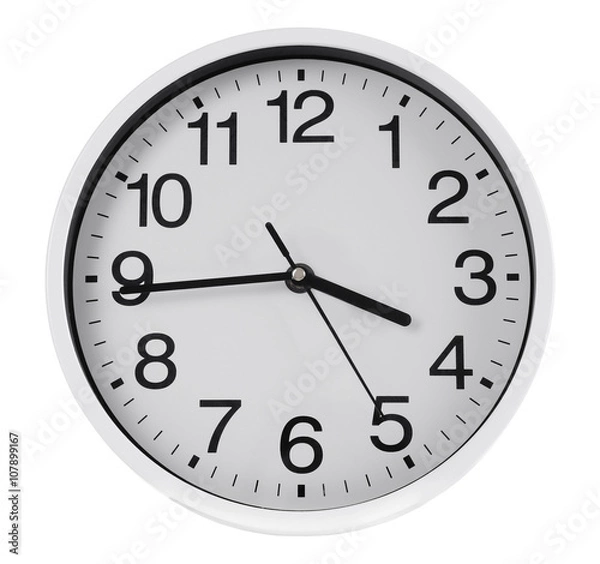 Fototapeta Round wall clock, isolated on white