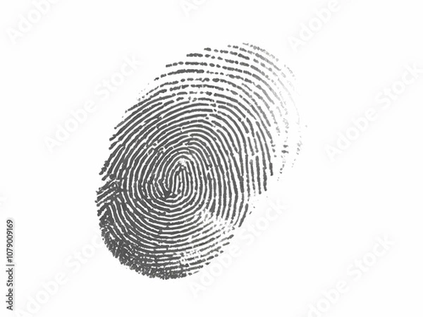 Obraz one black fingerprint isolated on white background