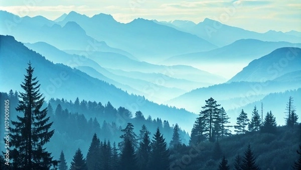 Obraz background with trees and mountains in snow