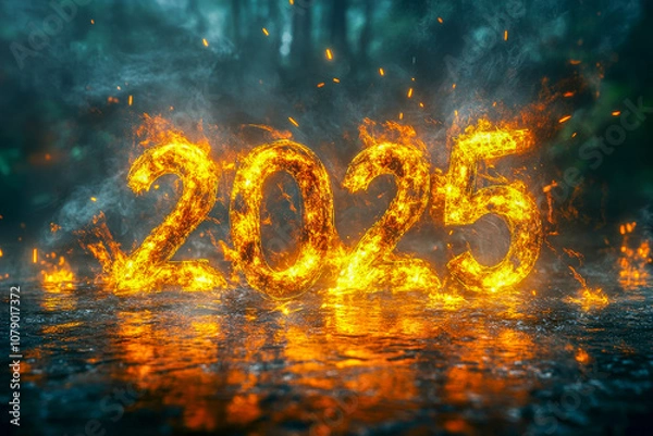 Fototapeta a layout with the figures of 2025, for advertising. New Year.