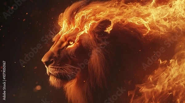 Fototapeta 炎とライオン