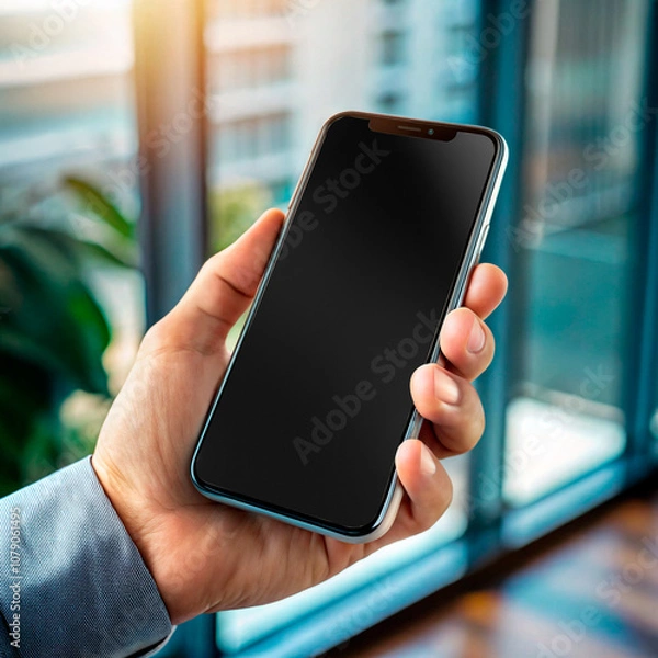 Obraz An image of hands holding a cellphone