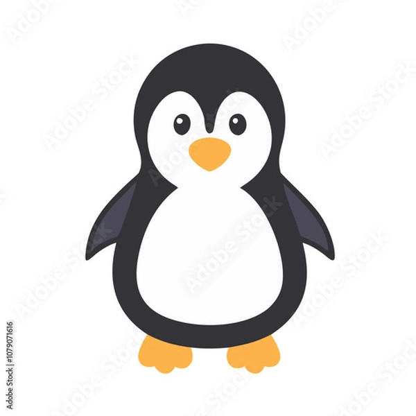 Fototapeta Minimalist icon of a cute penguin, perfect for winter and animal themes.