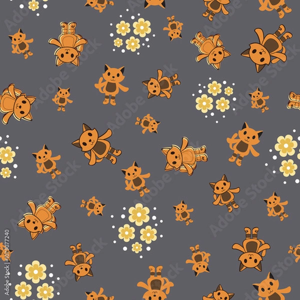 Fototapeta Cute and Minimalistic Puss In Boots Seamless Repeat Pattern Design