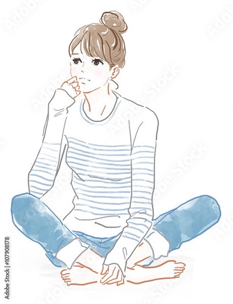 Obraz 考え事をする女性