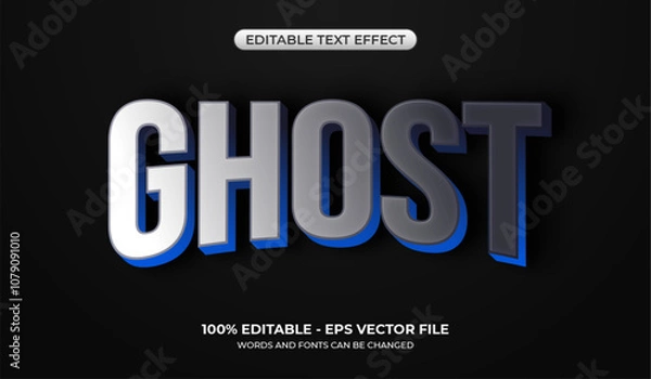 Fototapeta 3D Ghost text effect on a black background. Editable gaming graphic styles