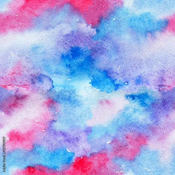 Fototapeta Bright Seamless Watercolor Abstract Pattern. Mix of Blue and Pink Color Splashes. Colorful Texture. Hand Painted Background