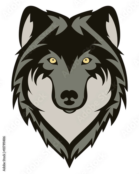 Obraz Beautiful wolf tattoo.Vector wolf's head as a design element on isolated background