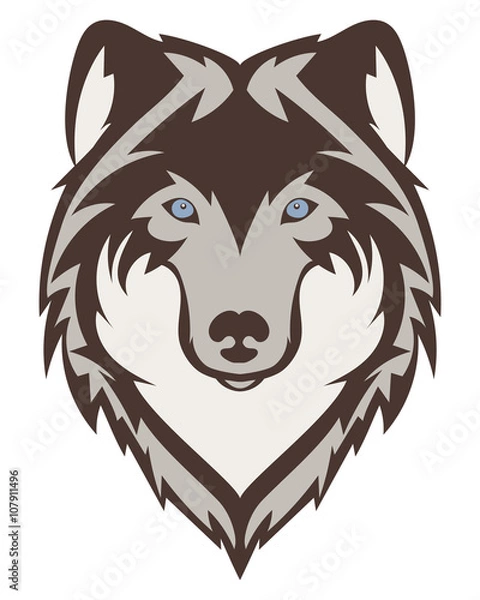 Obraz Beautiful wolf tattoo.Vector wolf's head as a design element on isolated background