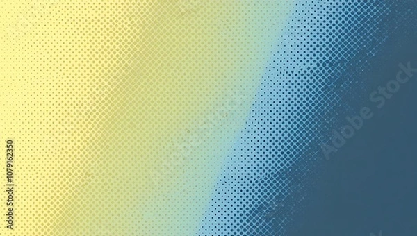 Fototapeta Abstract yellow and blue halftone background. Generative Ai.
