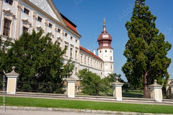 Fototapeta Tower of Gottweig Abbey, Benedictine monastery near Krems in Lower Austria