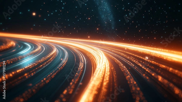 Obraz Cosmic Pathways of Time Futuristic Space Superhighway with Wormholes, Stars, and Celestial Phenomen