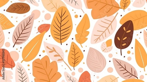 Fototapeta Abstract Pattern of Autumn Leaves in Orange, Brown, and Pink Hues